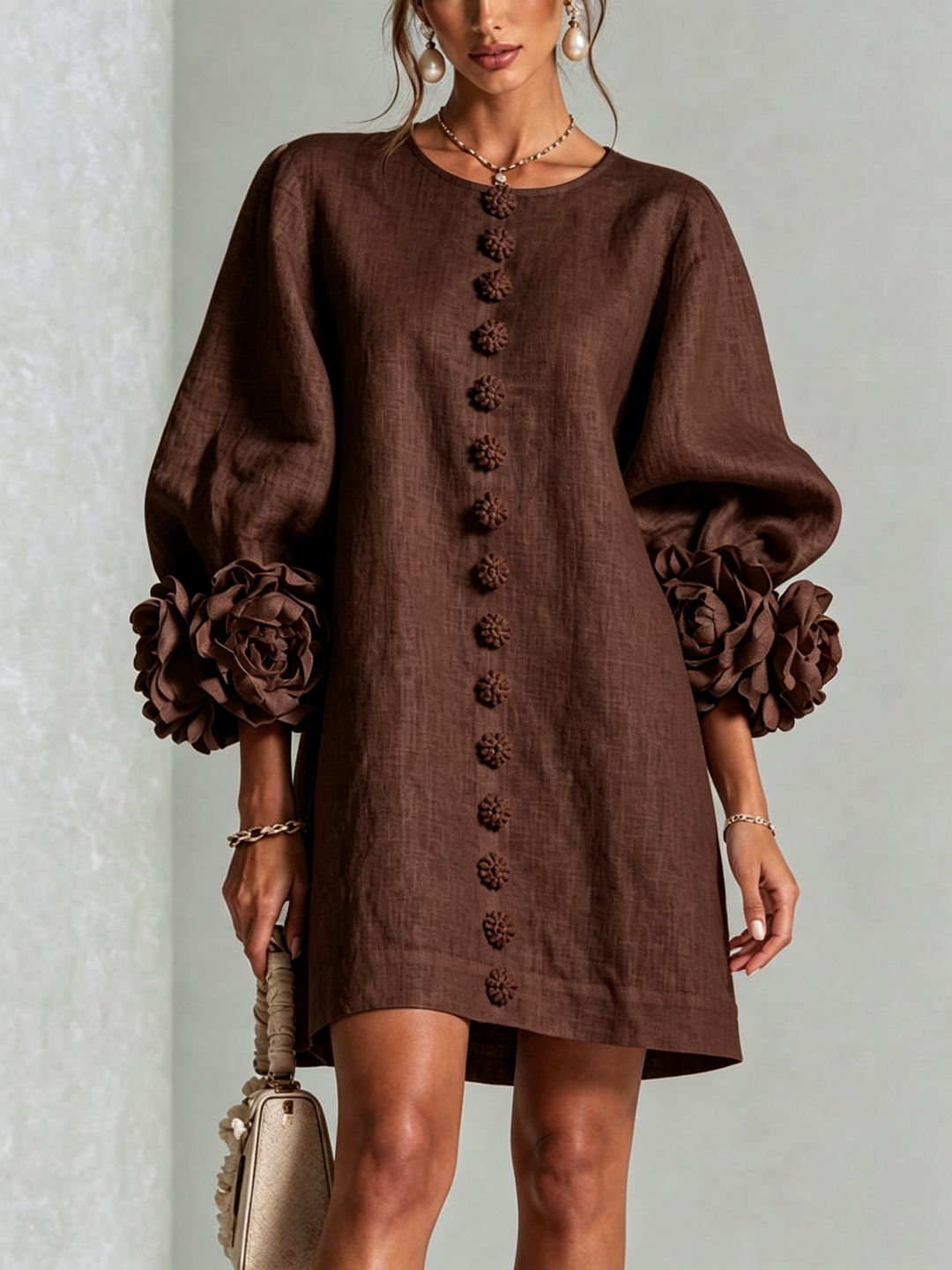 Women's Long Sleeve Floral Mini Dress