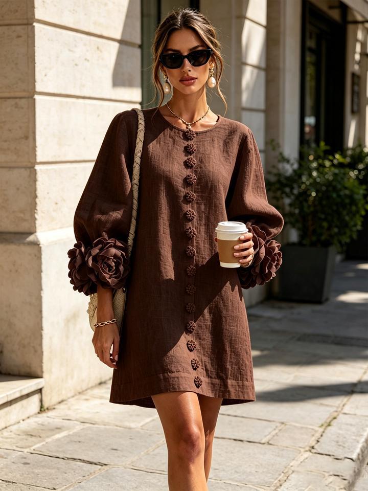 Women's Long Sleeve Floral Mini Dress