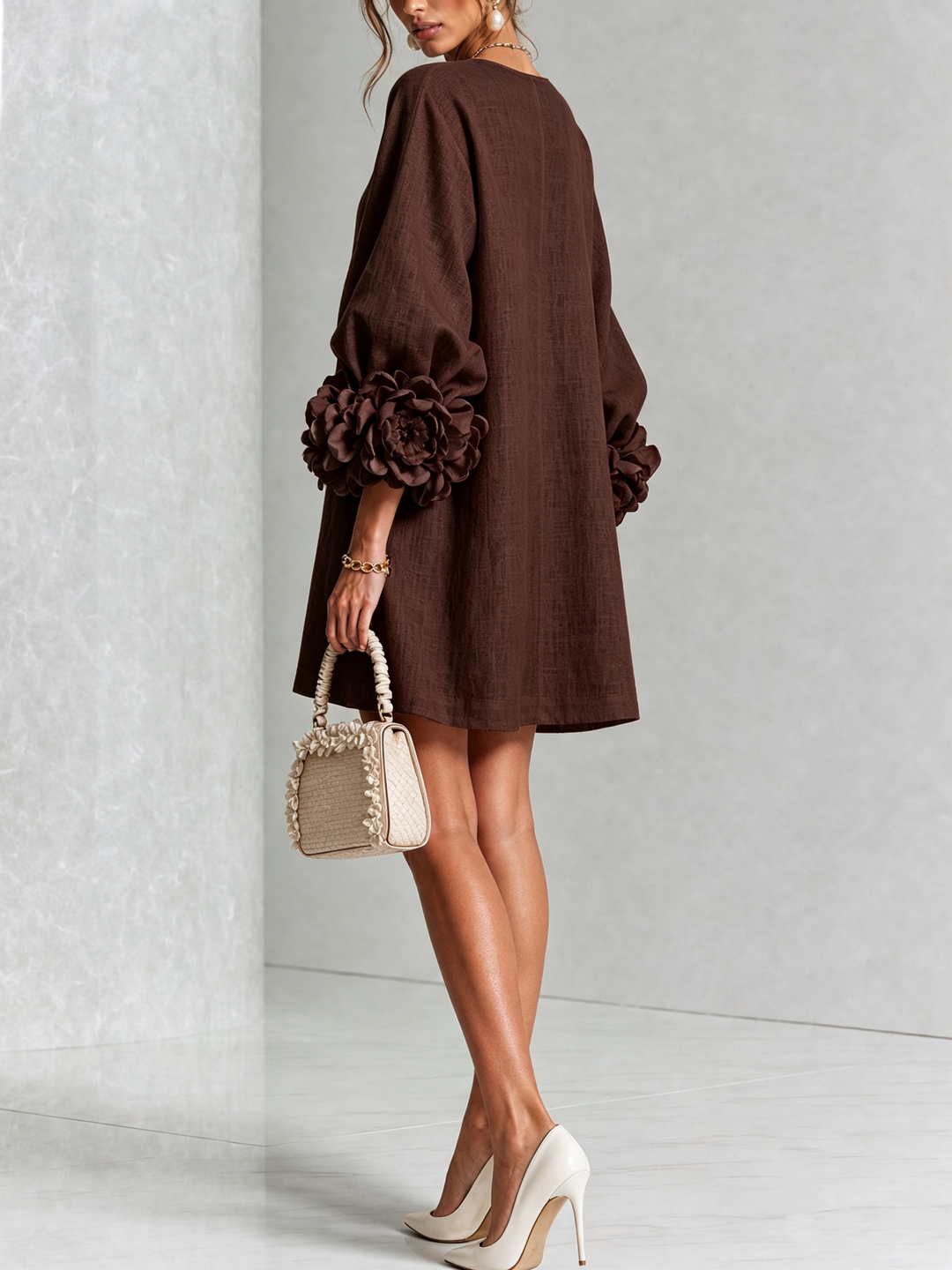 Women's Long Sleeve Floral Mini Dress