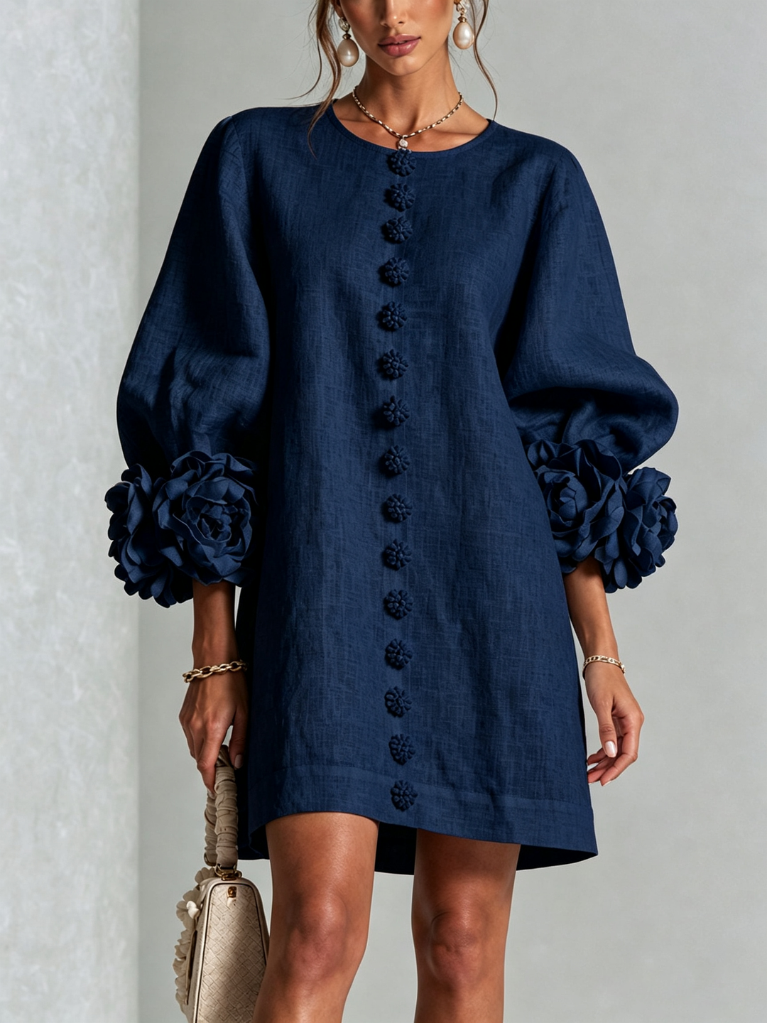 Women's Long Sleeve Floral Mini Dress