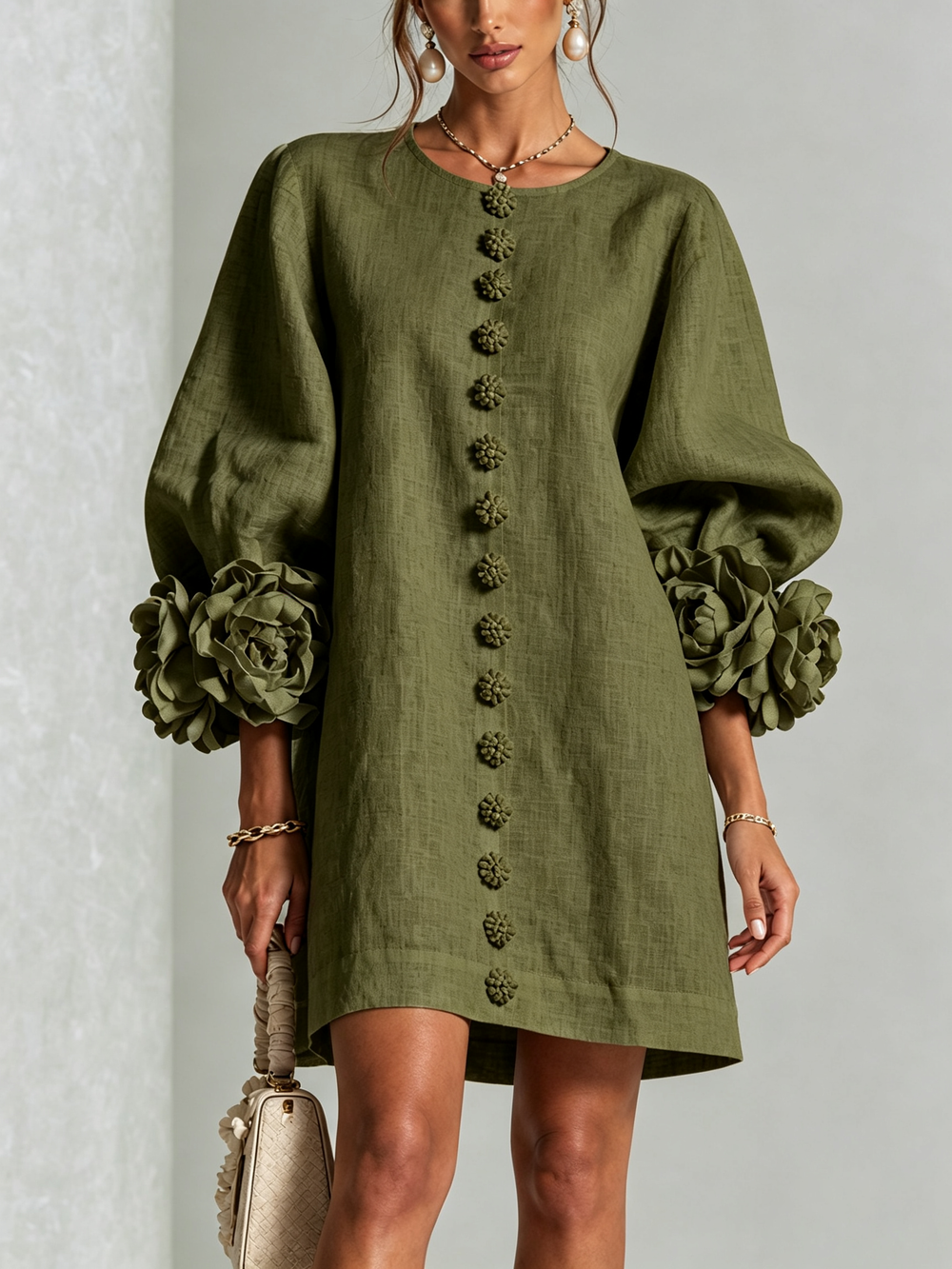 Women's Long Sleeve Floral Mini Dress