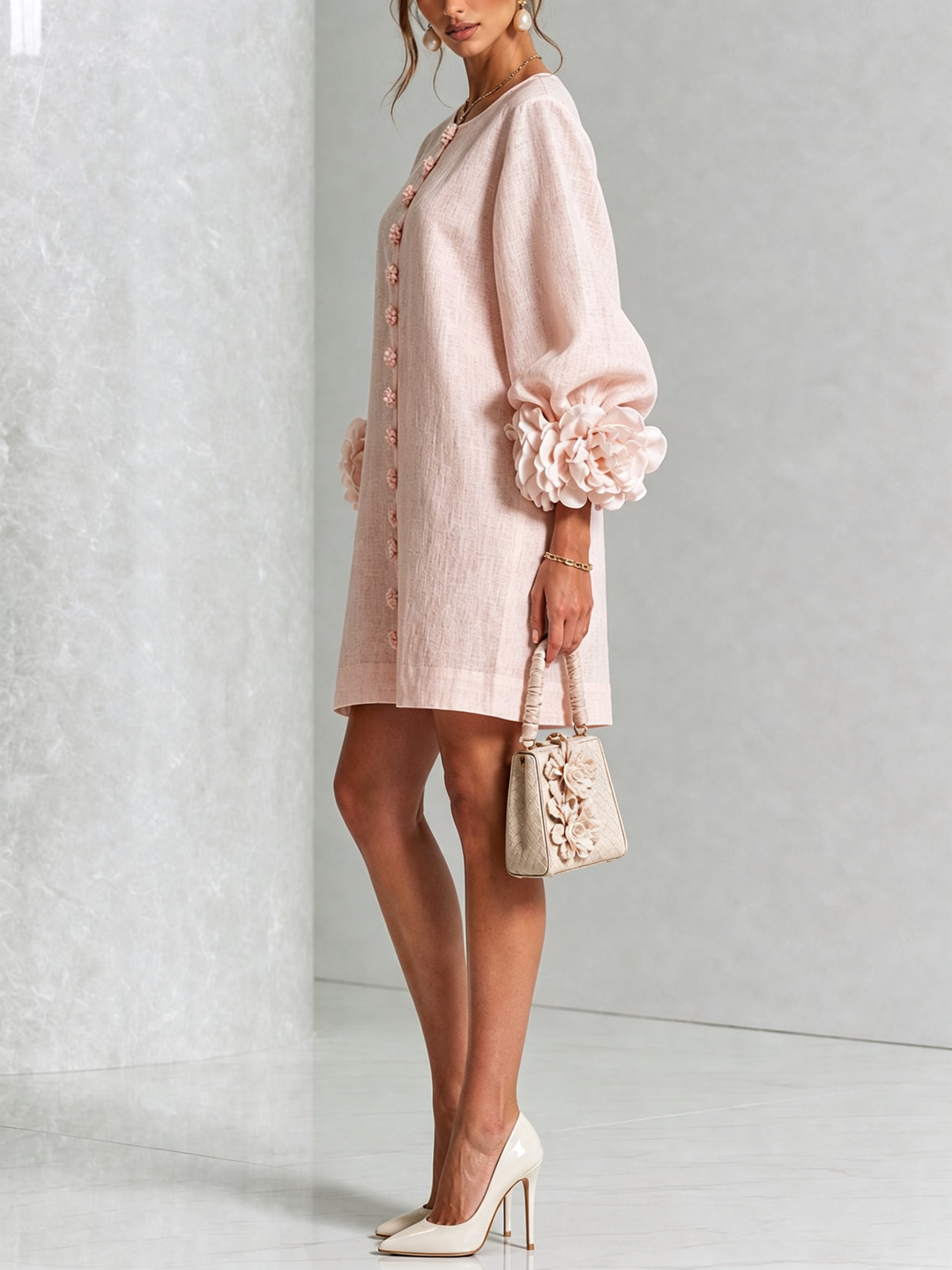 Women's Long Sleeve Floral Mini Dress