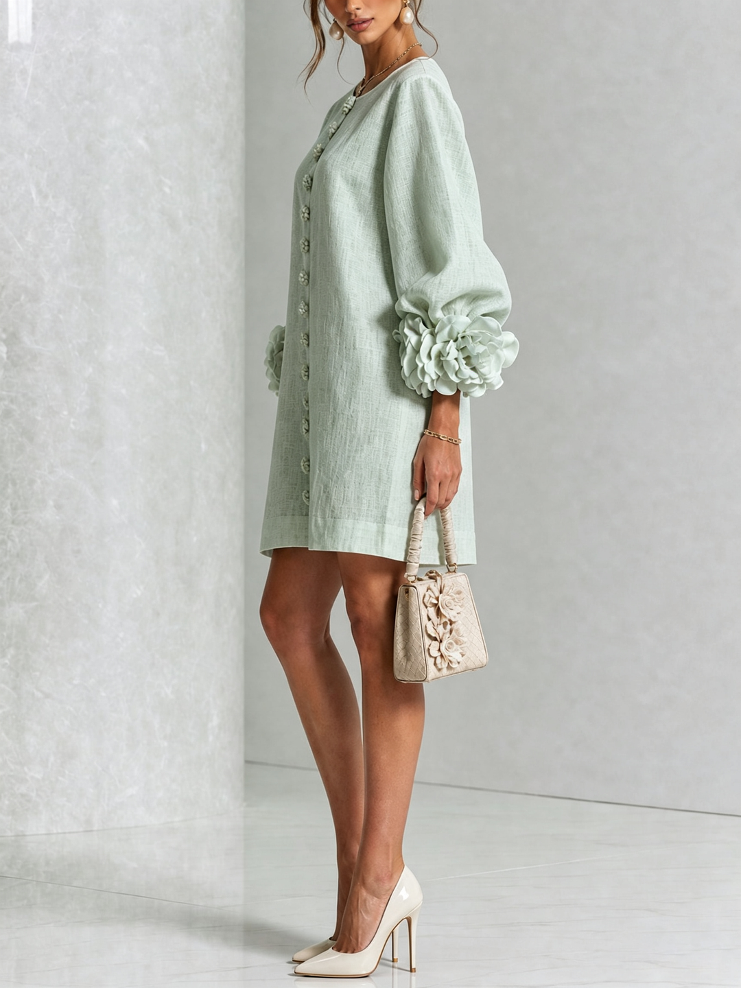 Women's Long Sleeve Floral Mini Dress