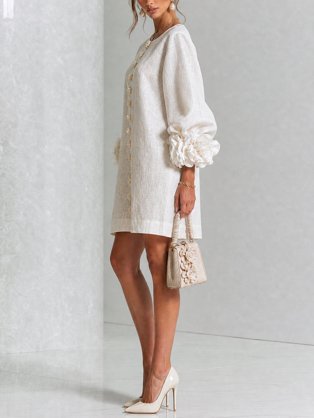 Women's Long Sleeve Floral Mini Dress