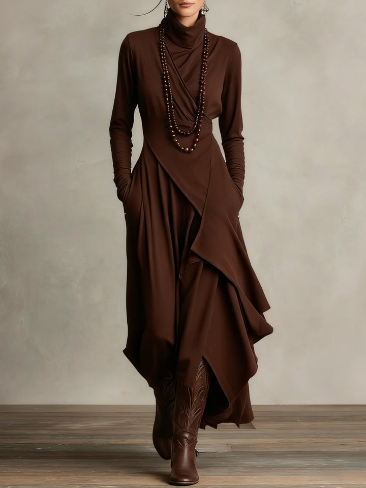 Women's High Neck Layered Maxi Dress