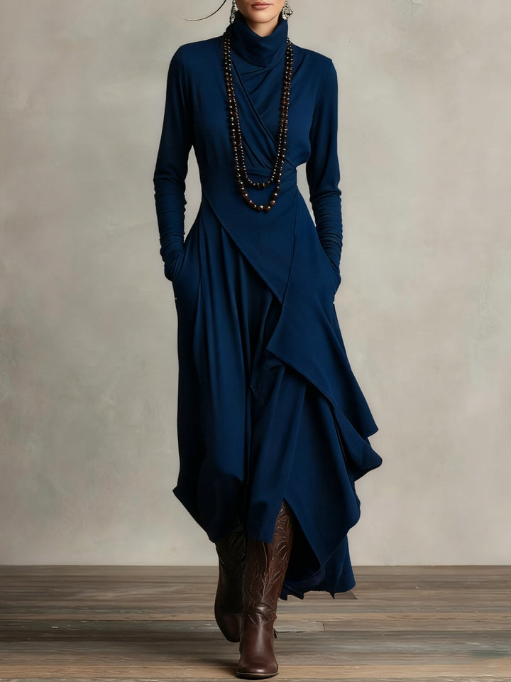 Women's High Neck Layered Maxi Dress