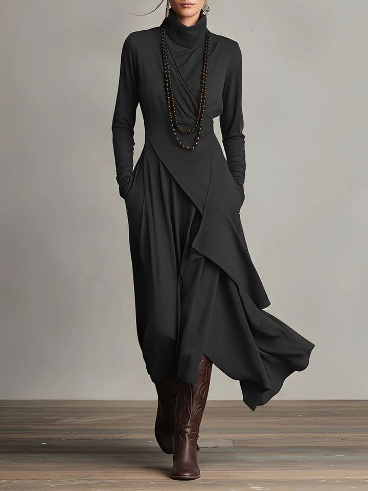 Women's High Neck Layered Maxi Dress