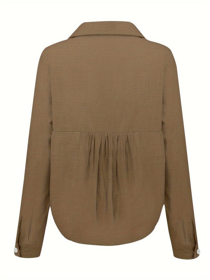 Women's Fringe Trim Lapel Blouse