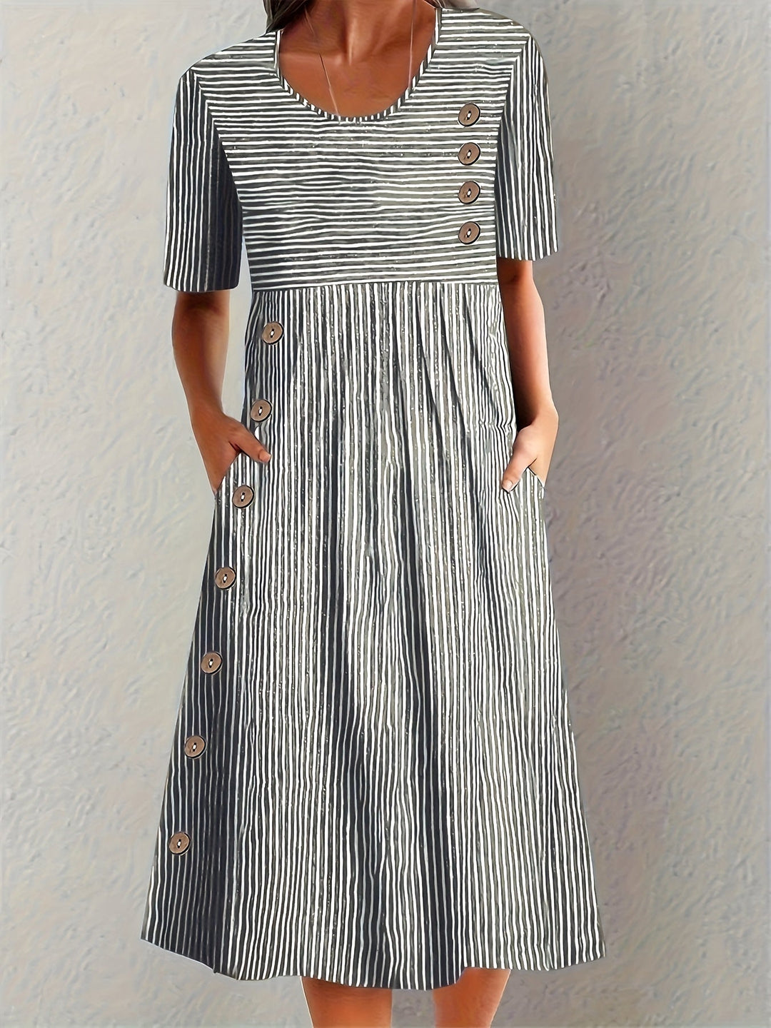 Women's Striped Relaxed Midi Dress