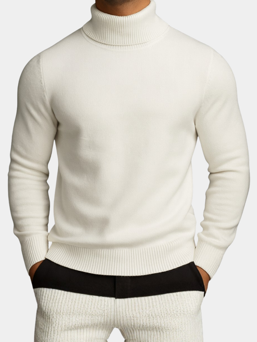 Men's Ribbed Collar Turtleneck Pullover