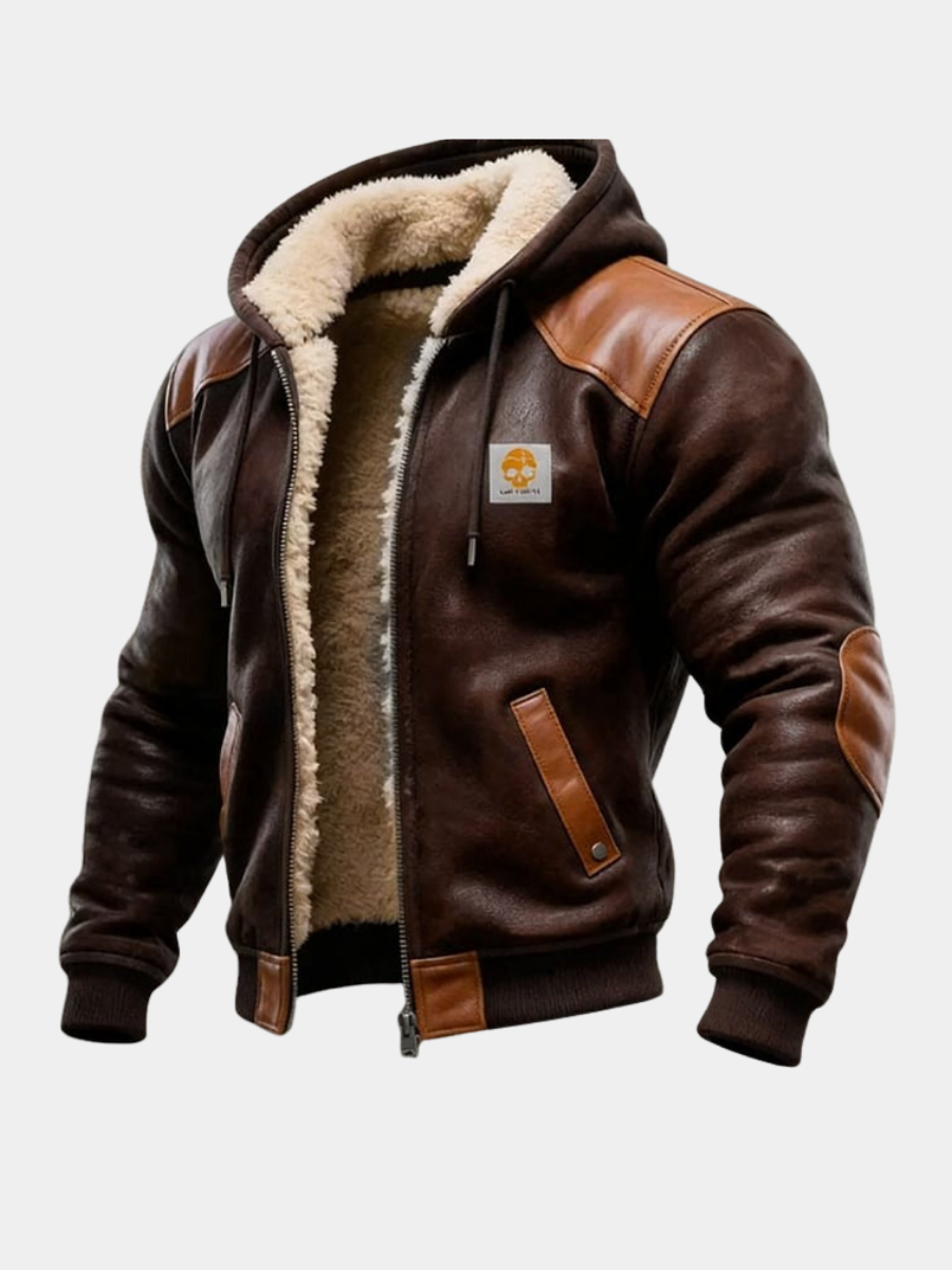 Men's Vintage Hooded Suede Leather Jacket