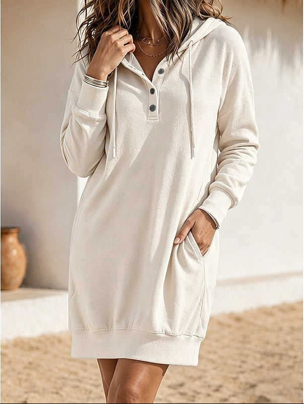 Women's Hooded Pocket Sweatshirt Dress