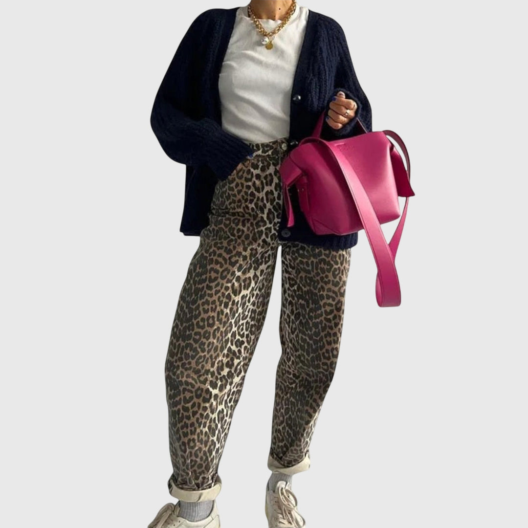 Women's Leopard Print Vintage Jeans