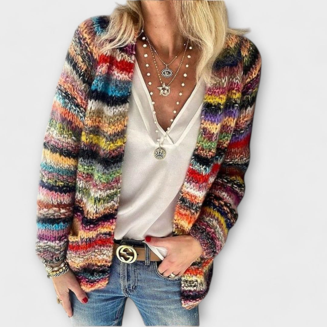 Women's Printed Open Front Knit Cardigan