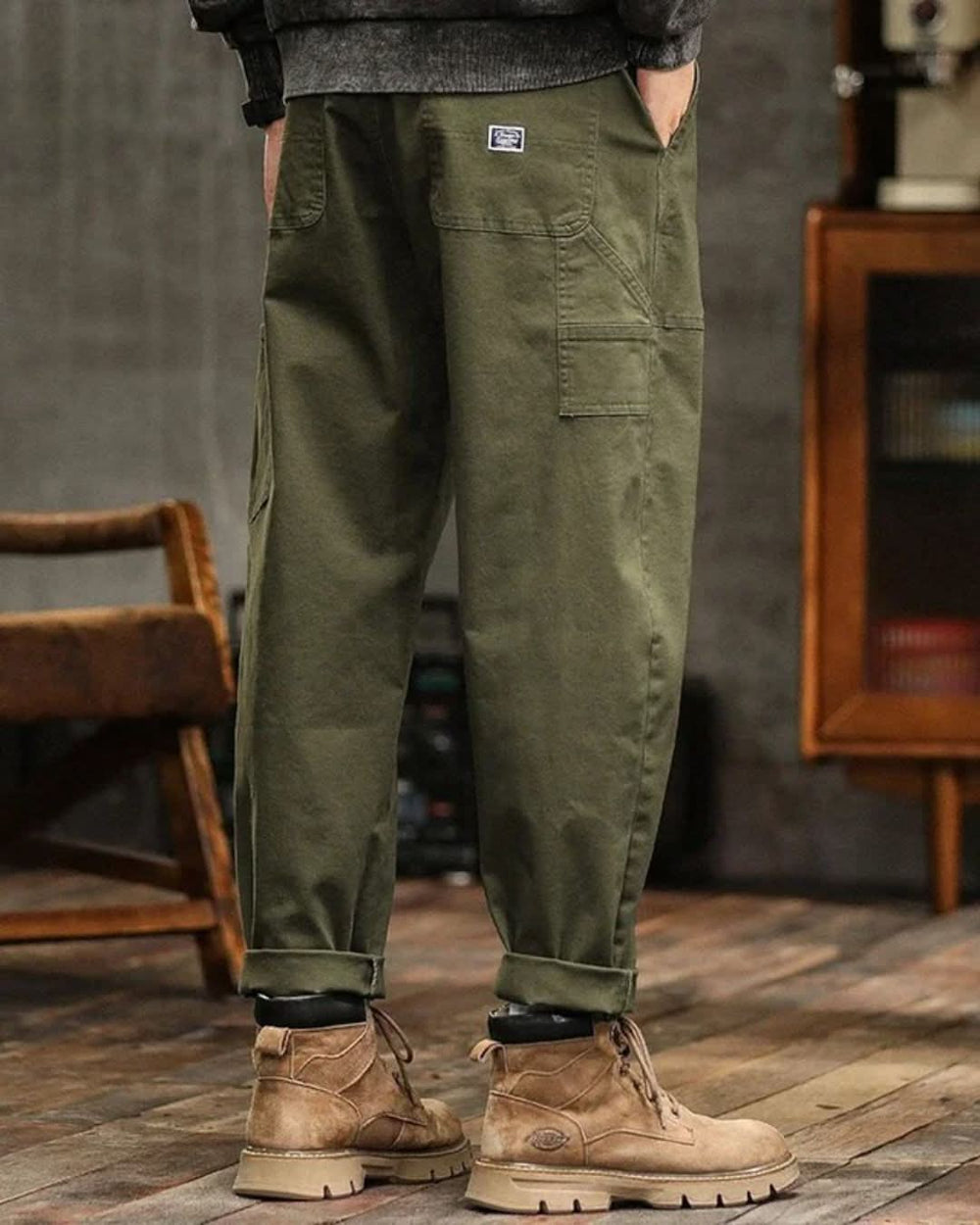 Men's Vintage Washed Straight Leg Cargo Pants