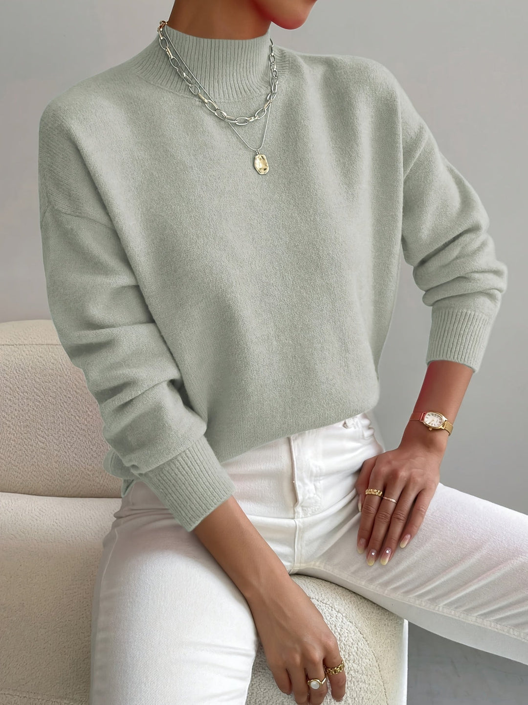 Women's Mock Neck Long Sleeve Sweater