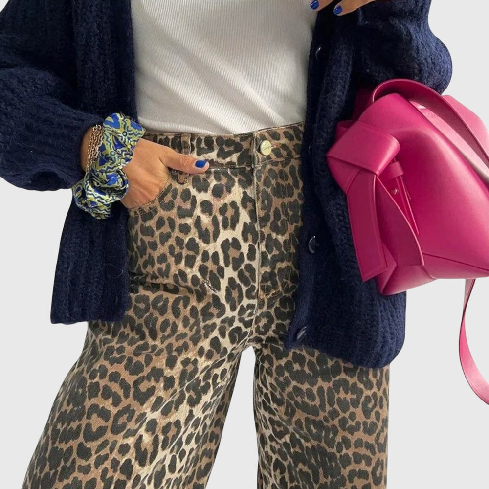 Women's Leopard Print Vintage Jeans