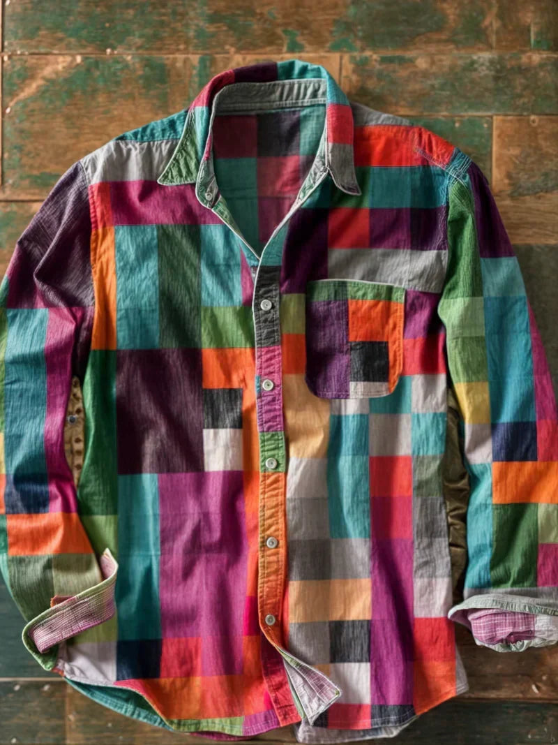 Men's Oversized Patchwork Panel Shirt
