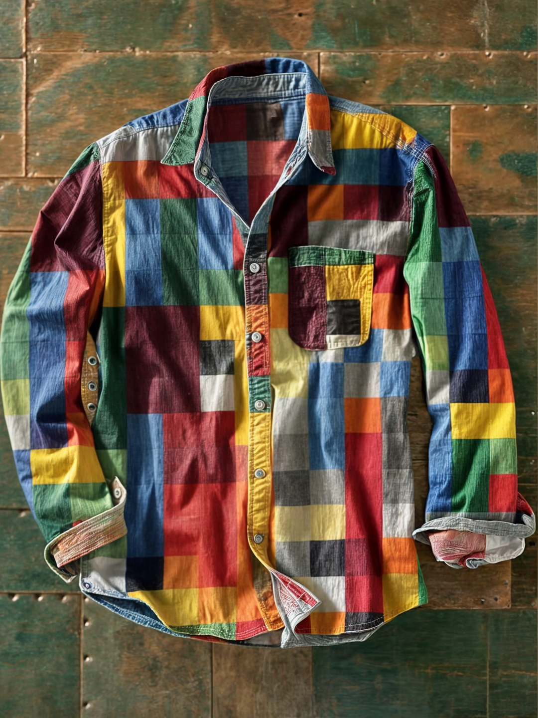 Men's Oversized Patchwork Panel Shirt