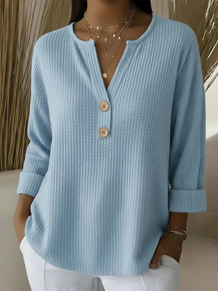 Women's Waffle Knit Henley Top