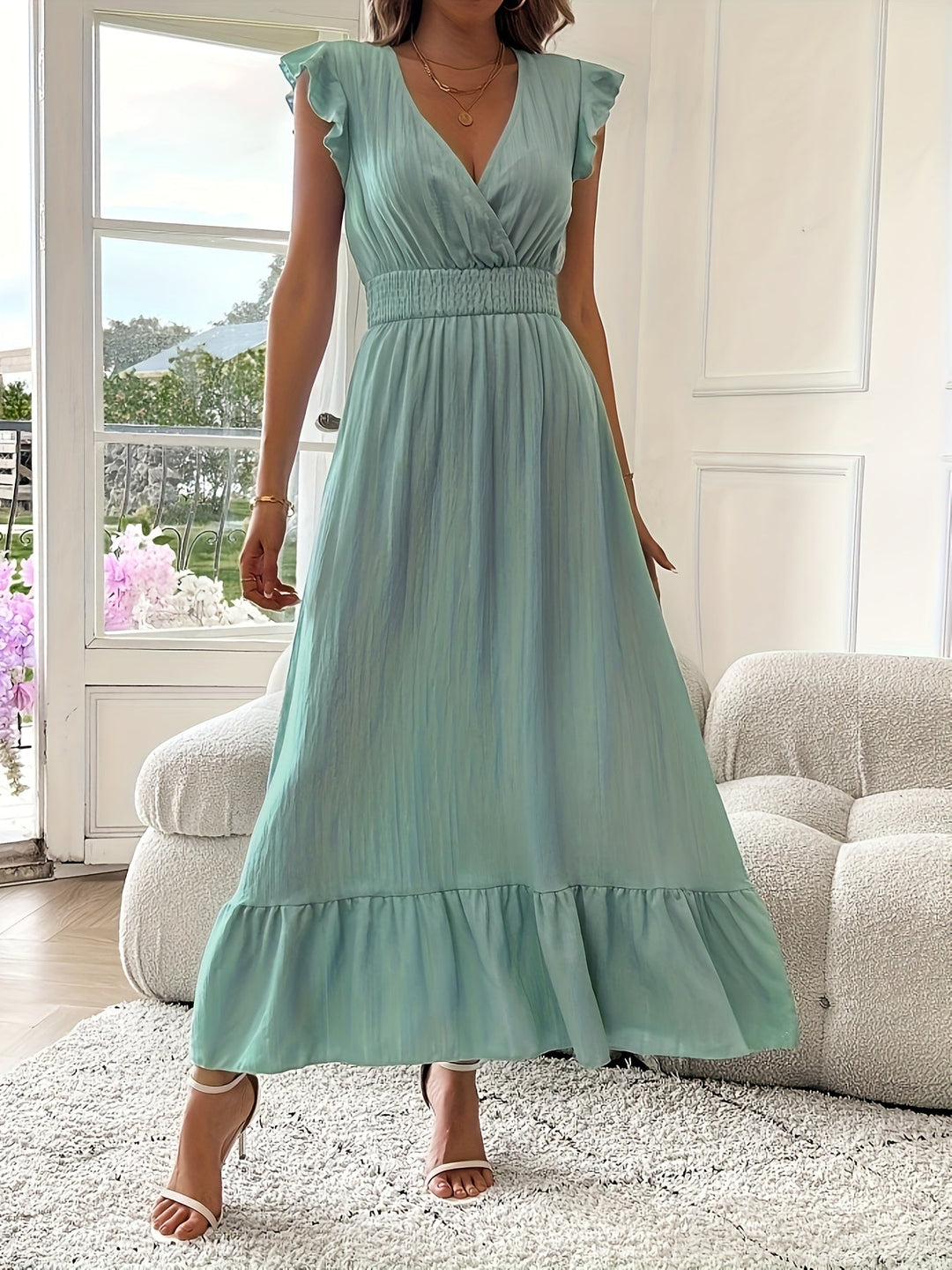 Women's Smocked Waist Tiered Midi Dress