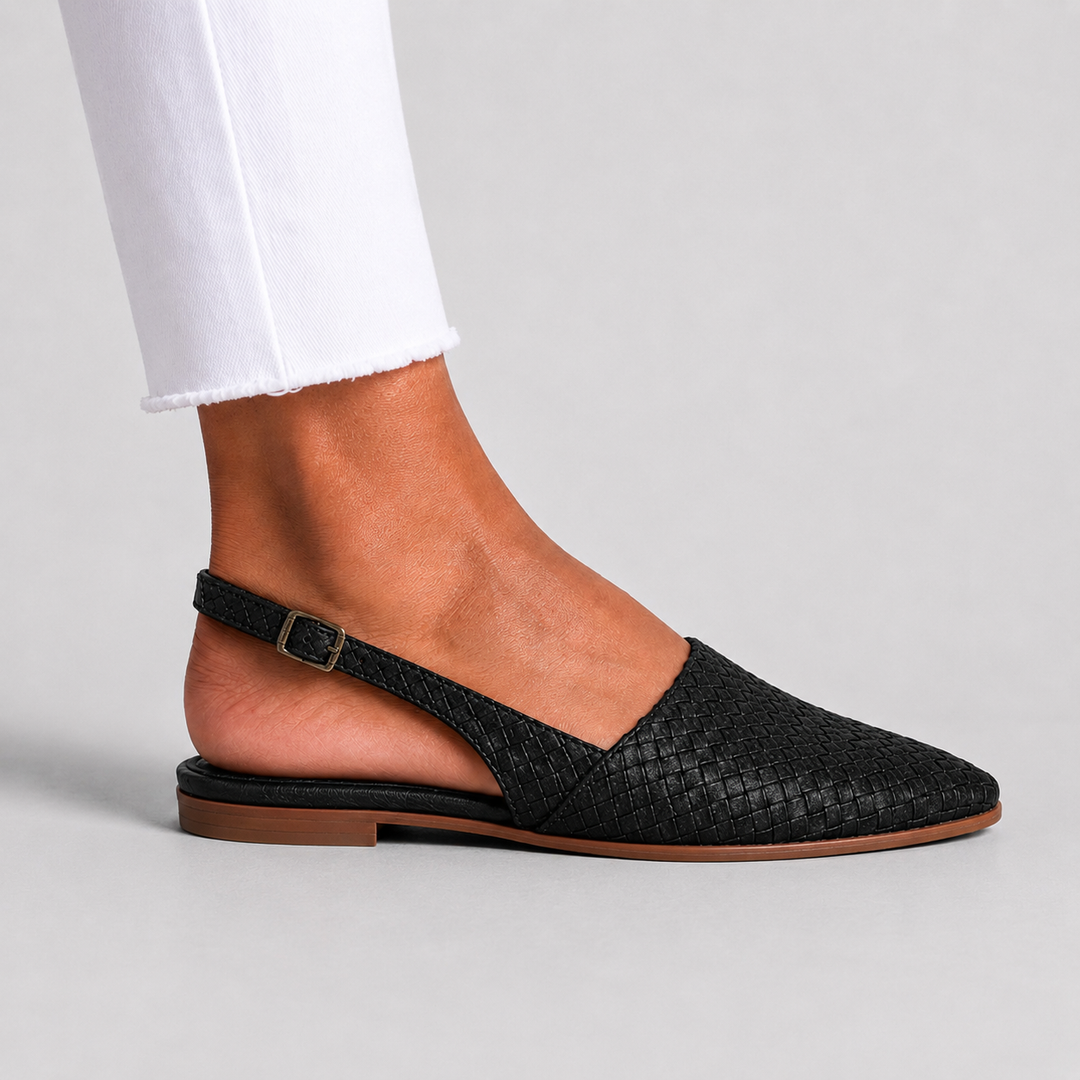 Women's Woven Pointed Toe Flat Slingbacks