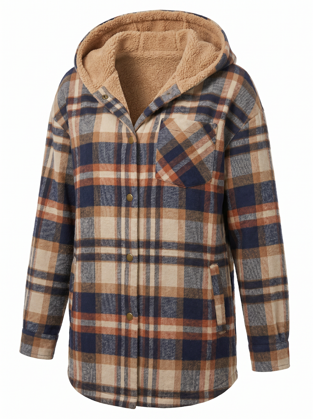 Women's Oversized Plaid Hooded Shacket