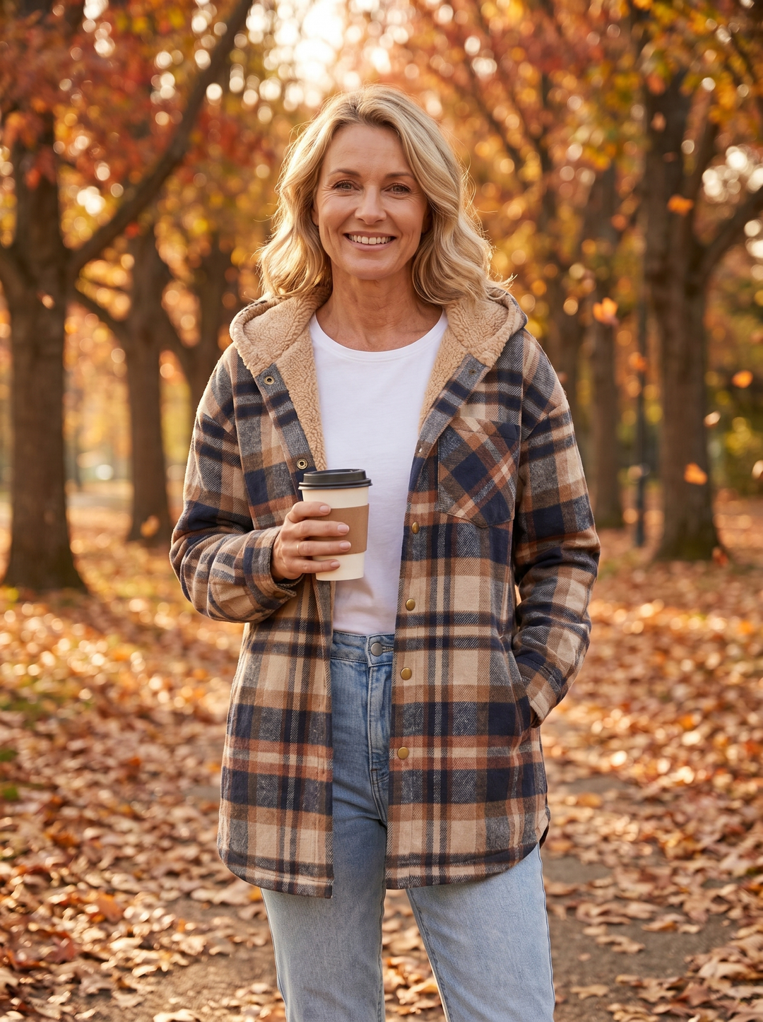 Women's Oversized Plaid Hooded Shacket