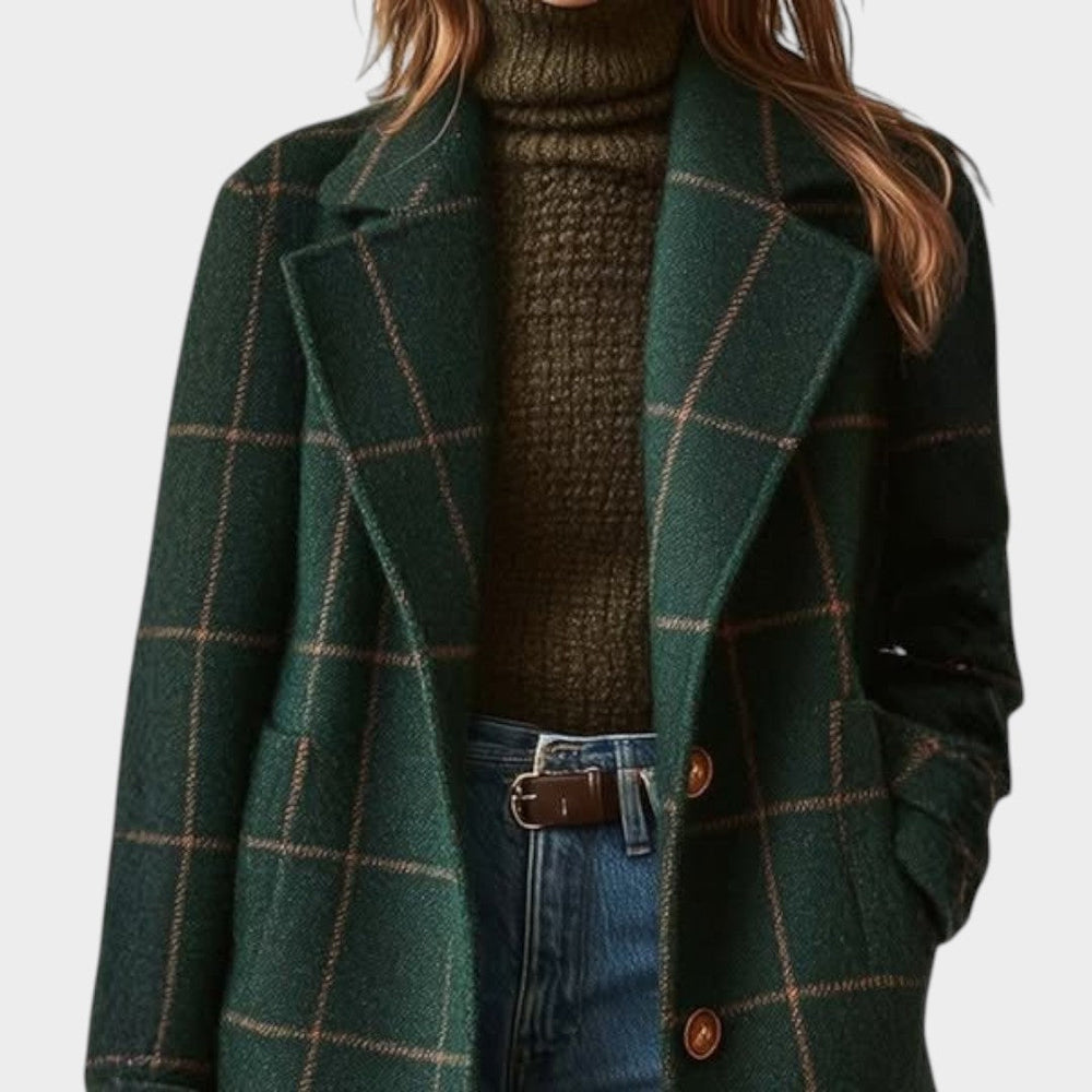 Women's Tailored Check Print Coat