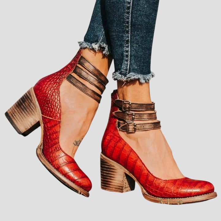 Women's Strappy Block Heel Ankle Boots