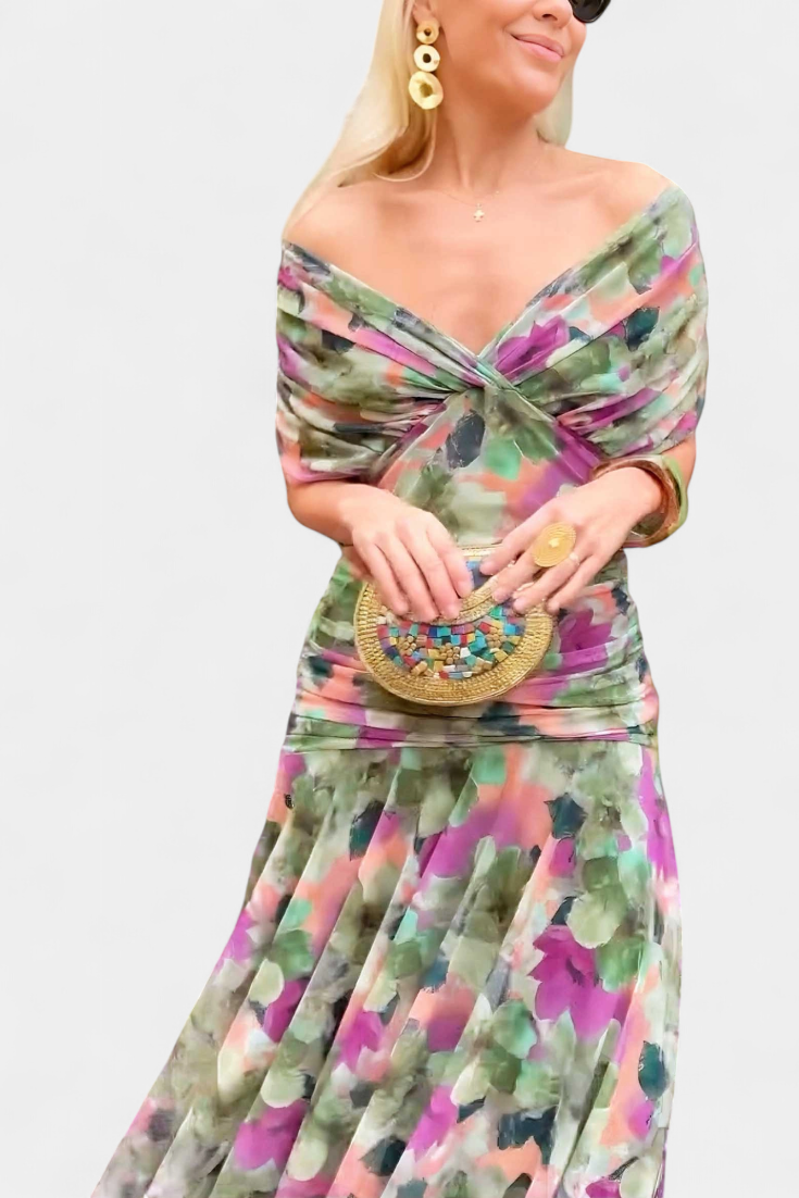 Women's Floral V Neck Maxi Dress