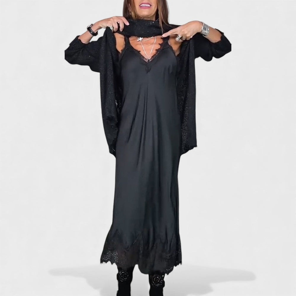Women's Draped Dress and Knit Sweater Set