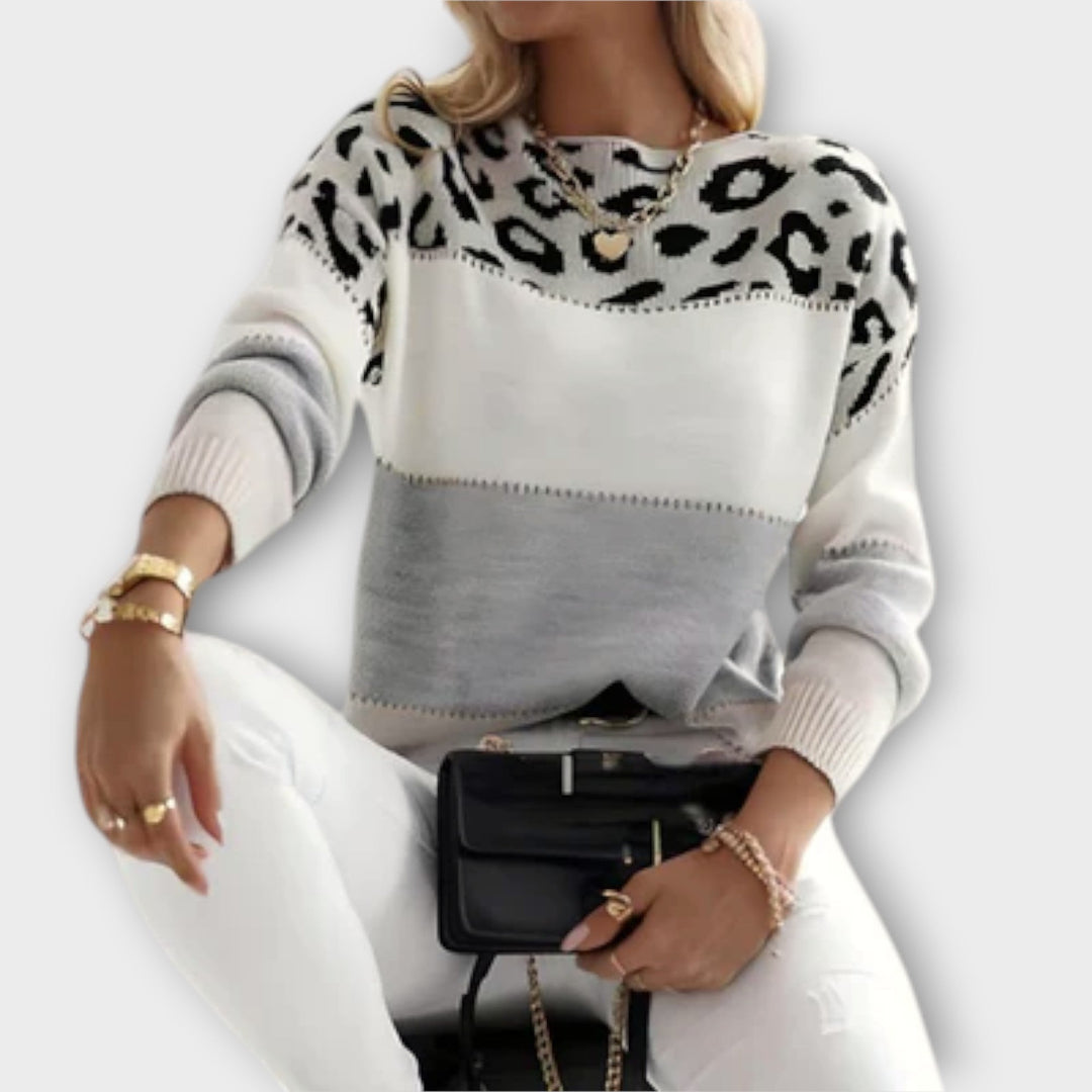 Women's Leopard Print Long Sleeve Sweater