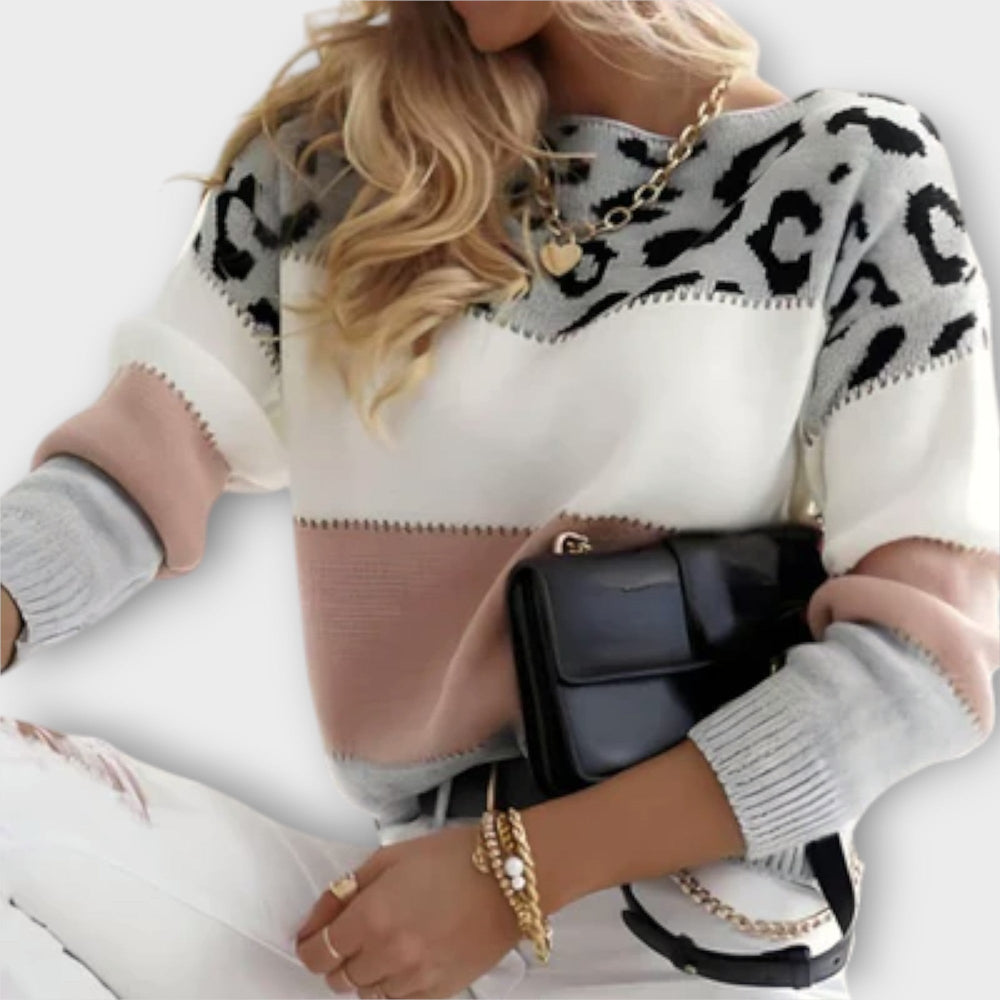 Women's Leopard Print Long Sleeve Sweater