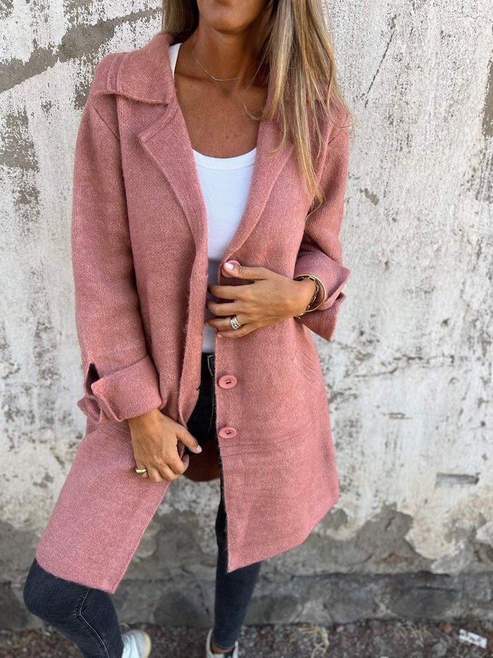 Women's Lapel Collar Button Front Coat