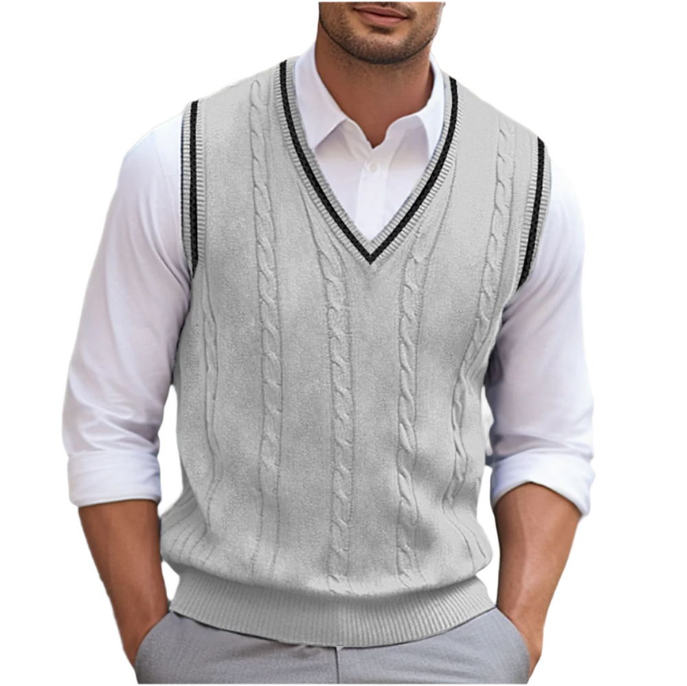 Men's Sleeveless V Neck Knit Vest