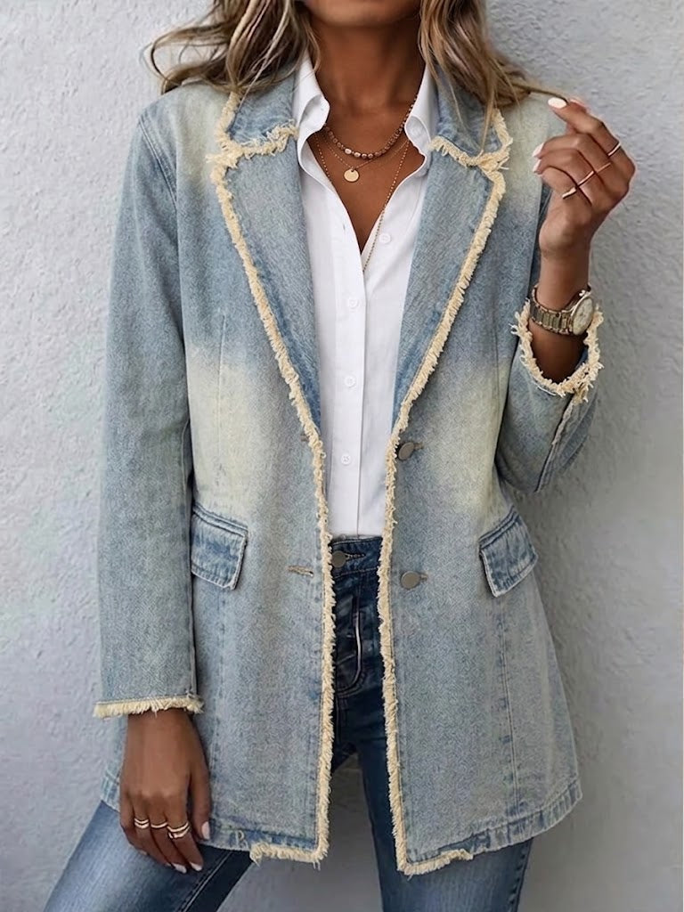 Women's Washed Raw Edge Oversized Blazer