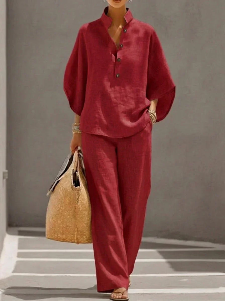 Women's Batwing Sleeve Wide Leg Pants Set