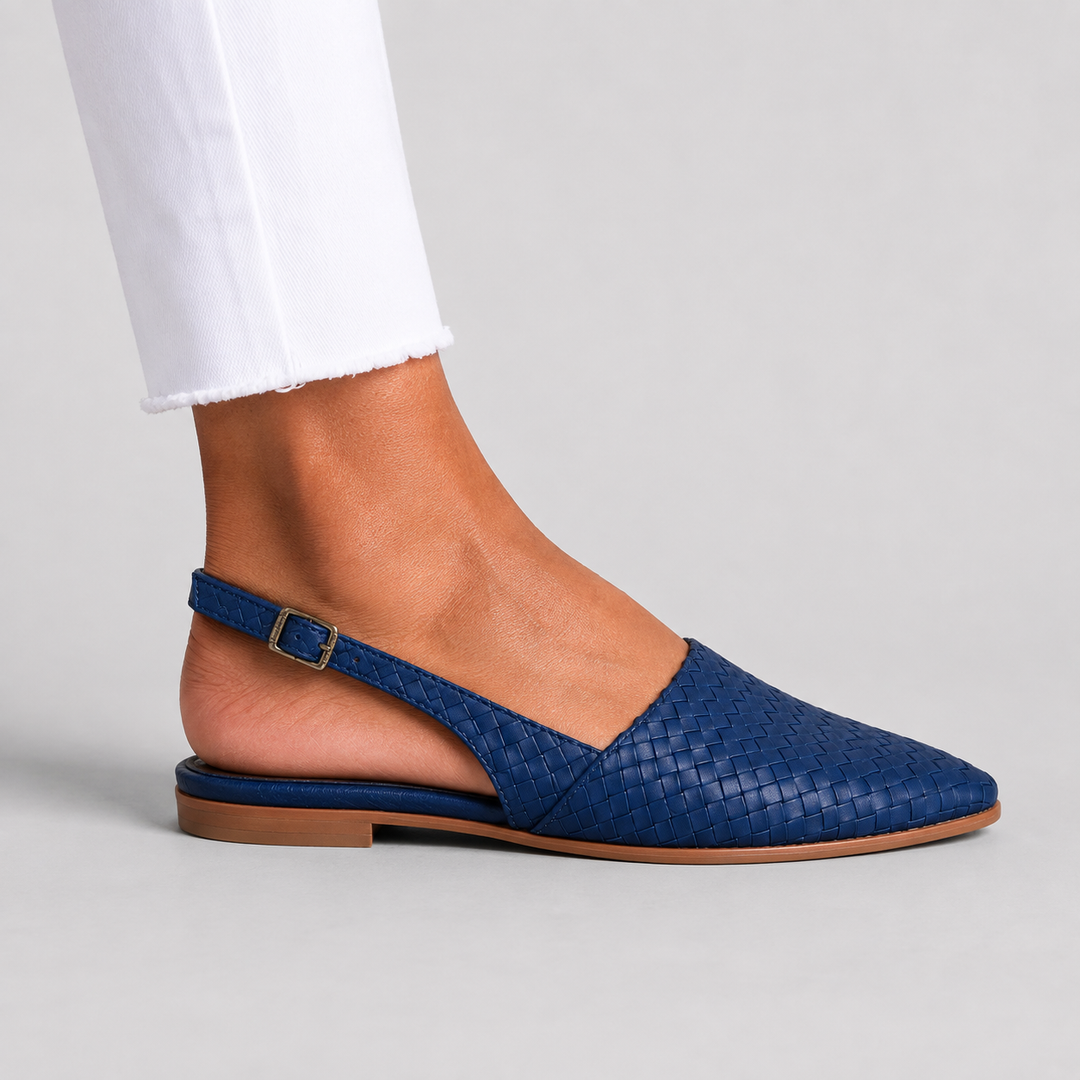 Women's Woven Pointed Toe Flat Slingbacks