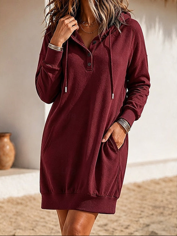 Women's Hooded Pocket Sweatshirt Dress